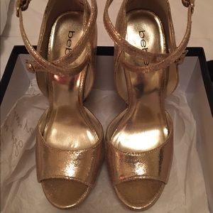 Gold BeBe Platform Heels